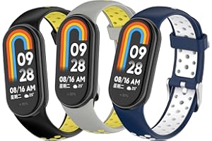 BDIG 3 Pièces Bracelet Compatible avec Xiaomi Mi Band 9/Xiaomi Mi Band 8, Bracelets de Sport en Silicone Doux Bicolore pour Xiaomi Mi Band 9/Xiaomi Mi Band 8.
