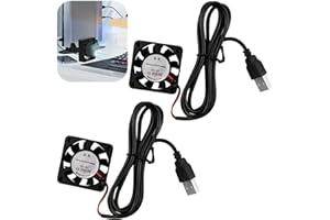 SOPWMAP Set di 2 Mini Ventole di Raffreddamento USB 40x40x10 mm DC 5V con 50cm Fili, Ventola Silenziosa, Connettore USB, Ventola Brushless, Adatto per computer, stampanti e depuratori (Nero)