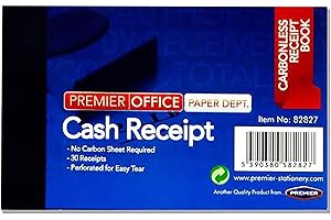 Premier Stationery A2882827 1 x 4" x 2.5" Inch Office Carbonless Duplicate Cash Receipt Book