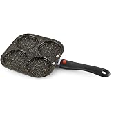 CELLO 4 Cavity Aluminium Nonstick Uttapam Appam Fry Pan Cake Maker, Gold | Easy Press Removable Bakelite Handle, PFOA Free Ga
