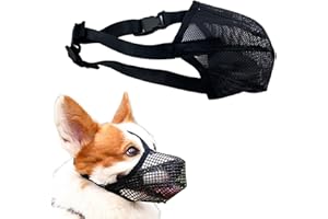 GIEEU Soft Mesh Dog Muzzles，Adjustable Breathable Dog Mask，Dog Muzzle to Prevent Eating Biting Chewing， Dog Mouth Guard Cover for Small and Medium Dogs