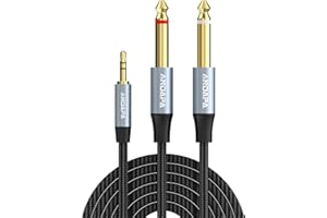 ANDAPA Câble Audio 3,5mm vers Double 6,35 mm (1m), Ordinateur, Lecteur CD, Enceintes et Systèmes Amplificateurs pour le Home