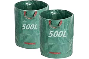 NestNook Worki na odpady ogrodowe, 500 l, 2 sztuki, wytrzymałe worki na odpady z uchwytami (po 500 l), torby ogrodowe wielokrotnego użytku do odpadów ogrodowych, przycinania, odpadów roślin, trawy i