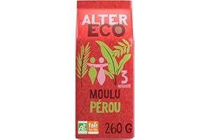 ALTER ECO - Café Moulu - Café Arabica Bio du Pérou - Intensité 3 - Issu du Commerce Equitable - 260 g