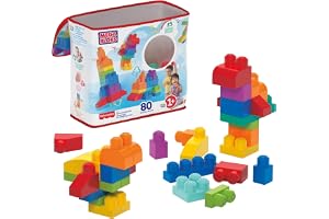 MEGA Bloks DCH63, byggstensväska, stor 80 stycken, färgglad, leksak från 1 år