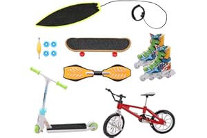 LALASTYLE Mini Finger Toy Set - Surfboard, Skateboard, Bicycle, Scooter, Vitality Board - 1 Pair Skates - Training Tricks Props