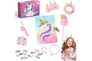 snookids Giocattoli Unicorno, Regali Unicorno per Bambine, Set Artigianale per Bambini, Diario per Bambine con Lucchetto, Collana Regalo di Compleanno Giocattolo da 3 4 5 6 7 8 Anni