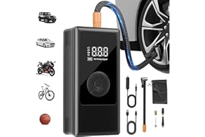 SEALONG Elektrische Luftpumpe 150PSI, Tragbare Akku Mini Kompressor mit Digitale Anzeige, LED-Licht, USB-Ladeanschluss, Fahrradpumpe Elektrisch für Fahrrad, Auto, Motorrad, Bälle