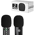 GEEKRIA for Creators Foam Windscreen for 1.6" Diameter Microphones, Antipop Windshield, Mic Wind Cover, Sponge Foam Filter Compatible with Sennheiser Profile, FIFINE K669B (Black / 2 Pack)