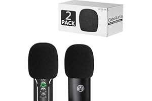 Geekria for Creators Bonnette Anti-Vent en Mousse pour Microphones de 1,6" de diamètre,Housse en Mousse Anti-Pop,Filtre en Mousse éponge Compatible avec Le Profil Sennheiser,Fifine K669B(Lot de 2)