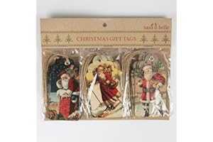 LUCK AND LUCK Sass and Belle Lot de 15 étiquettes de cadeau Motif scène de Noël rétro
