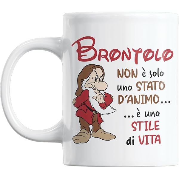 Tazza Divertente 'Brontolo' | Ceramica 330ml | Regalo Originale Per Uomo E Donna | Microonde E Lavastoviglie - Foto 2