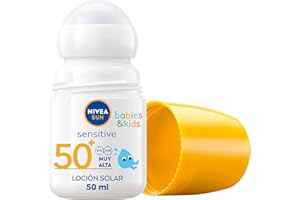NIVEA SUN Babies & Kids Sensitive Roll-on FP 50+ (1 x 50 ml), crema solar para niños extra resistente al agua, crema solar para bebés y niños, protector solar roll-on para piel sensible