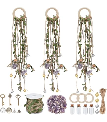 Kit DIY Cloches De Sorcière Pour Porte - 4 Anneaux + Accessoires (cristaux, Clochettes, Perles) - Déco ésotérique Et Protection