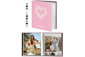 Miaikoe Small Photo Album 6x4 52 Pockets 2 Packs, Slip in Top Loading Mini Linen Album Book Holds 100 Vertical 10x15cm Photos for Family Wedding Anniversary (Pink)