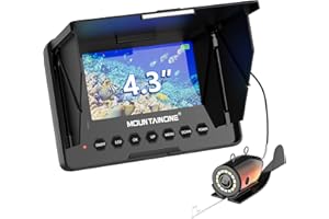 MOUNTAINONE Fishfinder con Monitor 4.3" IPS, Telecamera Subacquea per Pesca con Batteria 8500mAh, HD 1200TVL Fotocamera Subacquea con Visione Notturna per Pesca su Ghiaccio, Lago e Mare