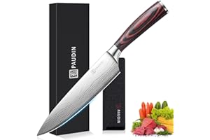 PAUDIN Coltello da Chef Professionale da 20 cm, da Cucina per Cuoco, in Acciaio Inossidabile al Carbonio di Alta Qualità, Lama Super Affilata con Impugnatura Ergonomica