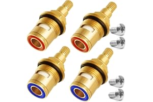 KTNYL 4 Piezas Cabezal Ceramico Reemplazo, Grifo Valvula Cobre, Cerámica Grifo Valvula de Cobre Repuesto, Válvula de CartuchoGrifos, para Baños y Cocinas (Válvulas de Agua Fría y Caliente)