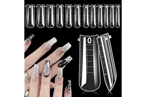 nailpretty 120 Pezzi Unghie Finte Nail System Form Trasparente, 12 dimensioni Dual Form Unghie Strumenti con scala graduata per manicure per unghie