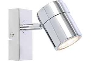UKEW Modern Adjustable Single Wall Spotlight - Indoor GU10 Round Decorative Ceiling Lights - Stylish Lightings for Bedroom Lounge Living Room (Chrome)