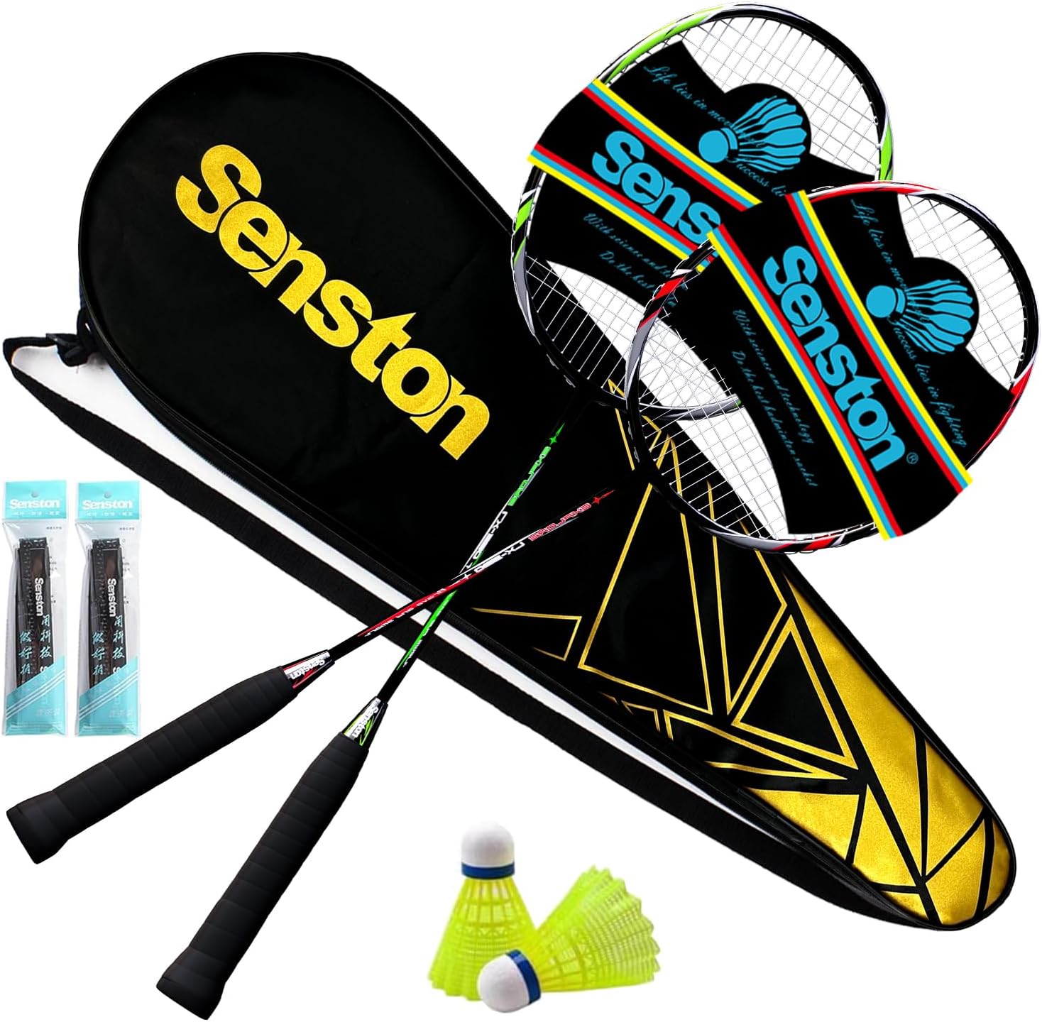 Senston Raquetas de Bádminton,Unisex Adulto Badminton Racket-Incluyendo bádminton Bolsa/2 Raquetas/2 bádminton/2 Sobregrip