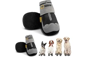 Hcpet Botas Transpirables para Perros pequeños, medianos y Grandes, Protectores de Patas Antideslizantes con Correas Reflectantes, 4 Unidades