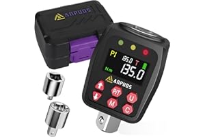 ANPUDS Llave Dinamométrica Digital, 1/2" Adaptador de par Digital 6.75-135Nm, Alta Precisión ±1%, Memoria Preestablecida, Zumbador e Indicador LED con Adaptador de 1/4" y 3/8" para Coche, Moto