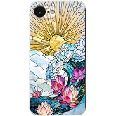 PrintiFy iPhone 16e ile Uyumlu Vitray Okyanus Sabahı Tasarımlı Şeffaf Silikon Kılıf