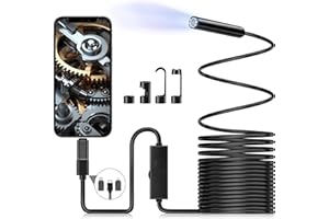 SKIBILES Endoscopio per Smartphone, 1080P HD Telecamera Endoscopica, Type C Borescope con 8 luci LED, 5M Cavo Serpente Semirigido. Telecamere di Ispezione IP67 Impermeabile, Compatibile con iOS e Android