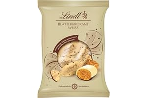 ‎LINDT Lindt Schokolade | Blätterkrokant Kugeln Beutel | 90g | Zartknuspriger Krokant umhüllt in weißer Schokolade | Schokoladen-Geschenk zu Weihnachten