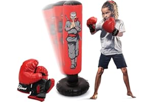 HOLYFUN 47" Kids Punching Bag with Boxing Gloves – Inflatable Boxing Bag for Boys & Girls, Standing Training Toy for Fitness & Stress Relief