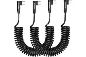 Aceyoon Kabel Spiralny USB C na USB C, 2 sztuki, 1,5 m, 3 A/60 W, obsługuje PD3.0 i QC3.0, typ C, Android Auto, szybkie ładowanie do iPhone 15 Series, Galaxy S23/S22