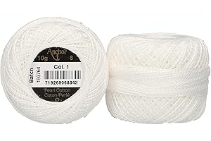 Anchor 4591008-00001 Stickgarne, 100% Baumwolle, hochweiß, Stärke 8, 82m, 16 Gramm