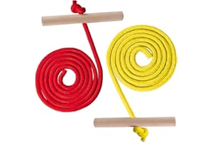 SUAFLNY 2 Pièces Corde de Luge, Câble pour Luge, 1.5M Corde de Traîneau Câble de Traction, Corde de Traction avec Poignée en Bois, Corde de Traction Luge pour Luges D'extérieur en Hiver