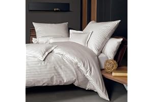 ‎JANINE Janine 3912 Mako Seidensatin Wendebettwäsche modernclassic 135x200 cm + 80x80 cm naturell