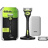 Gillette LABS RASOIO UOMO, con 2 LAMETTE DA BARBA di Ricambio, Base Magnetica e BARRA INTEGRATA Elimina Impurità Pelle, Rasat