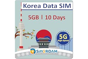 SIM2ROAM SIM Card SOLO dati coreani 10 giorni | 5 GB di dati Internet 5G/4G LTE | Dati di test GRATUITI 100 MB/1 giorno in EUROPE | Carta SIM da viaggio | Carta SIM prepagata | NESSUN numero di telefono