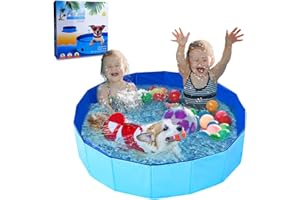 UUEMB Faltbarer Hundepool für Kleine & Große Hunde, 120 x 30cm Hundebadewanne Katzen Swimmingpool Planschbecken für Kinder, Haustier Schwimmbecken rutschfest Sicher Tragbar Kinderpool Blau