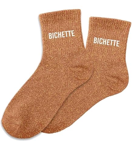 Chaussettes à Paillettes Cocotte STC - Taille Unique 36-42 - Rose Doré - 55% Coton - Cadeau Stylé