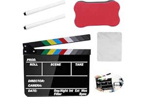 YOYIAG Claper de film - Rabat de réalisateur - Scène - Planche d'action - Pour accessoires de tir - Série télévisée - Noir - Rayures de couleur - 24,8 cm x 29,8 cm