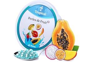 Nostea - Perles Bubble Tea Tropical - Popping Boba 100% Vegan, Sans Gluten - Perles au Jus de Fruit pour Thé, Boissons, Dessert - Fabrication Française - 450 gr