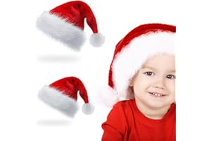 Luchild enfants bonnet de noël 2 pieces bébé bonnet de noël rouge bonnet de noël Confortable chapeau de fête plus épais bébé bonnet de noël, tenue en velours pour les fêtes de la nouvelle année