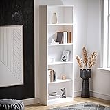 Vida Designs Cambridge 5 Tier Extra Large Bookcase, White Wooden Shelving Display Storage Unit Office Living Room Furniture