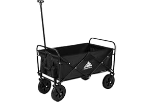 MOUNTALL Black Heavy Duty Foldable Garden Festival Trolley Camping Folding Cart Wagon Truck Wheelbarrow Small & Large (Large)