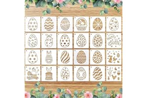 ZEYOU 24 Pcs Drawing Stencils for Kids, Easter Stencils Templates, 8x8cm Plastic Drawing Painting Stencils Template Sets Easter Decorations Stencils Egg Rabbit Stencil Happy Easter Stencil for Painting (B)