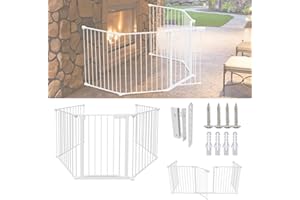 Sonnewelt Cancelletto per bambini 310 cm, Cancello per cani， griglia di protezione per porta, 5 pezzi, in metallo, per bambini e animali domestici, colore: bianco