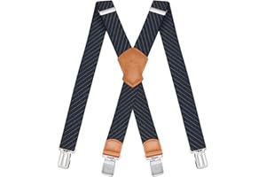 Dresime Tirantes Hombre para pantalones con 4 clips Extra Fuerte Metalicos X Forma Ancho 4 cm Tirantes Elásticas Longitud Adjustable Para Hombre y Mujer