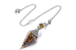 ‎GEHECRST GEHECRST Schmuck Edelstein Pendel Steine Pendulum Pendel Anhänger mit Kette für Reiki Heilung Dowsing Scrying Balance Armband (Tigerauge)