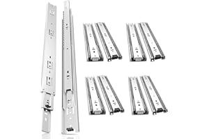 AOLISHENG 5 par prowadnic do szuflad 550 mm, nośność 45 kg, wytrzymałe suwaki do rysowania, pełne wysuwane, łożysko kulkowe, szafka kuchenna, srebrne prowadnice zastępcze, mocowanie boczne