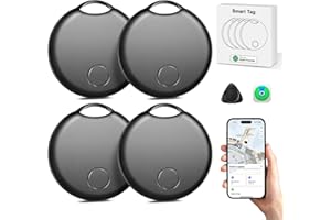 GRUTOLY Air Tracker Tag Bluetooth Item Finder Compatible with Apple Find My APP (iOS Only), Smart Tag, Key Finder Locator for Keys/Luggage/Bags/Wallets, Replaceable Battery, IP67 Waterproof, 4 Pack, Black